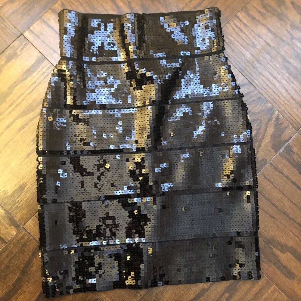 BCBG MaxAzria "Simone" Black Sequin Skirt